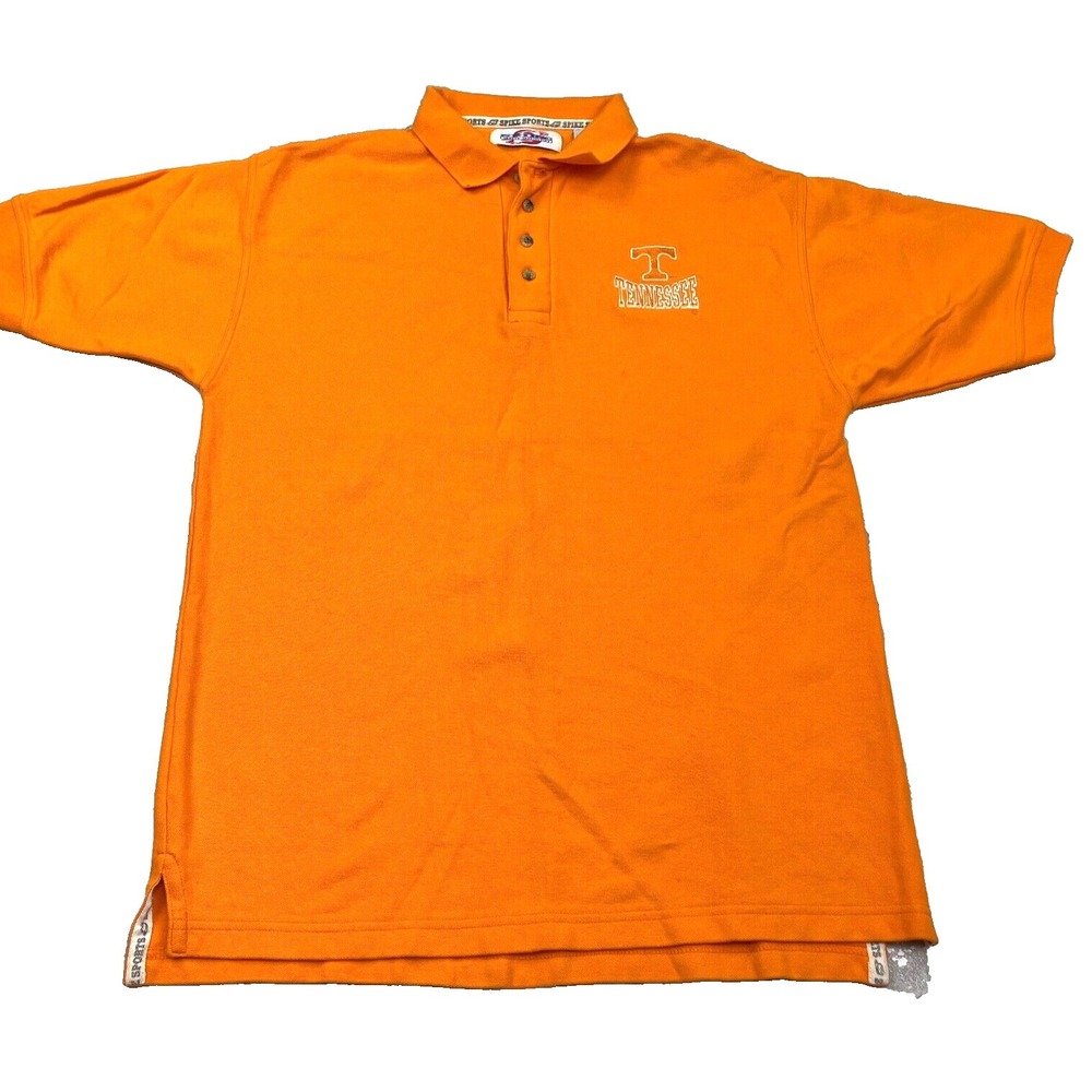 Vintage Tennessee Volunteers Polo Shirt Men Large Orange Cotton Vols Y2K Rugby *